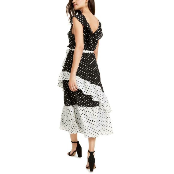 Black Whit Polka Dot Flared Dress XL  NWT - Picture 2 of 2